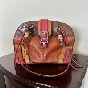 M.C. Marc Chantal embossed floral handbag